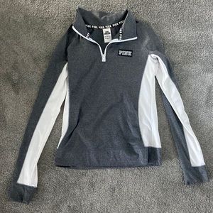 PINK small quarter zip in grey and white.